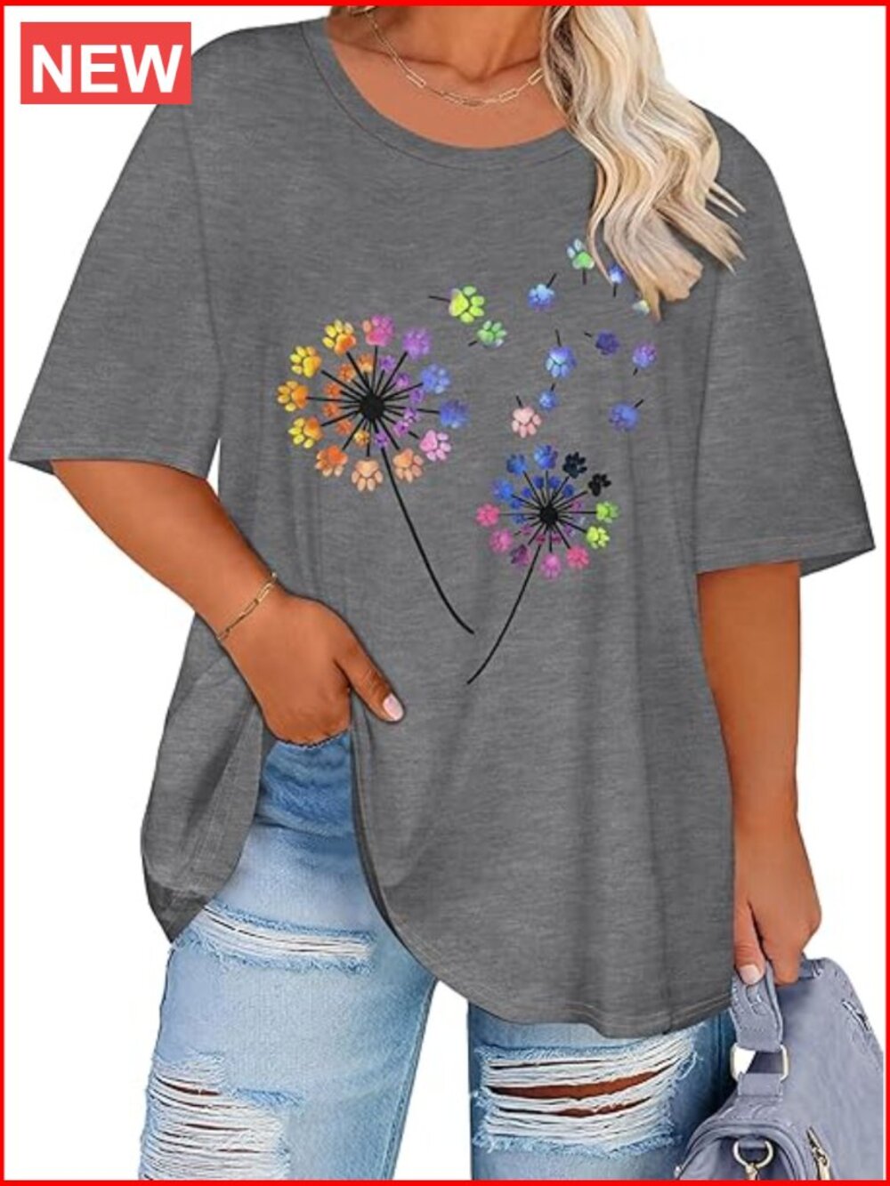 Plus Size Oversized Graphic T-Shirt Short Sleeve Scoop Neck Casual Loose Fit Top